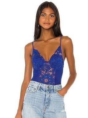 NBD Royal Blue Lace Bodysuit Size XS